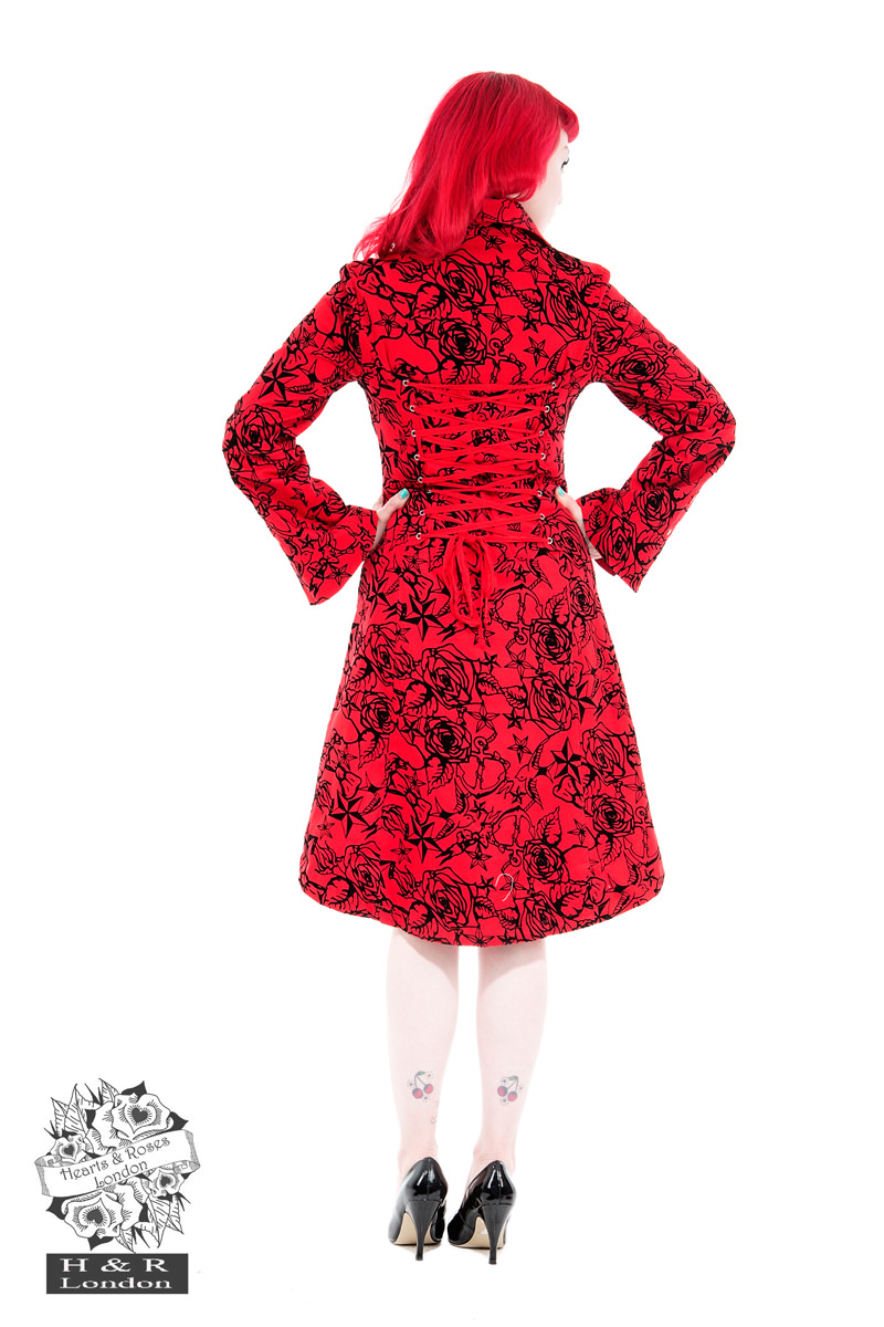 Red Flocked Tattoo Coat